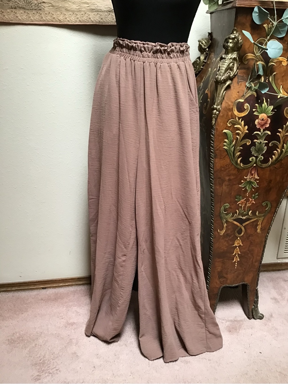 Altar'd State Maxi Wide-Leg Pants in Tan